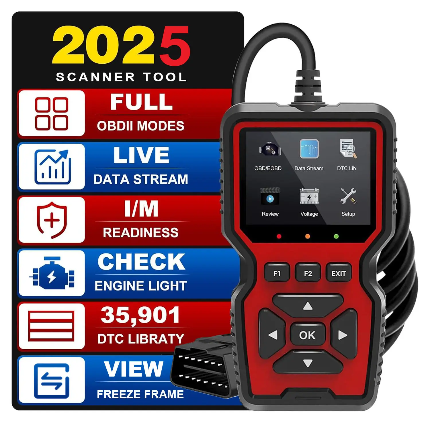 

OBD2 Scanner Diagnostic Tool , Check Engine Code Reader, OBD2 Scanner with Reset, escaner automotriz I/M Readiness