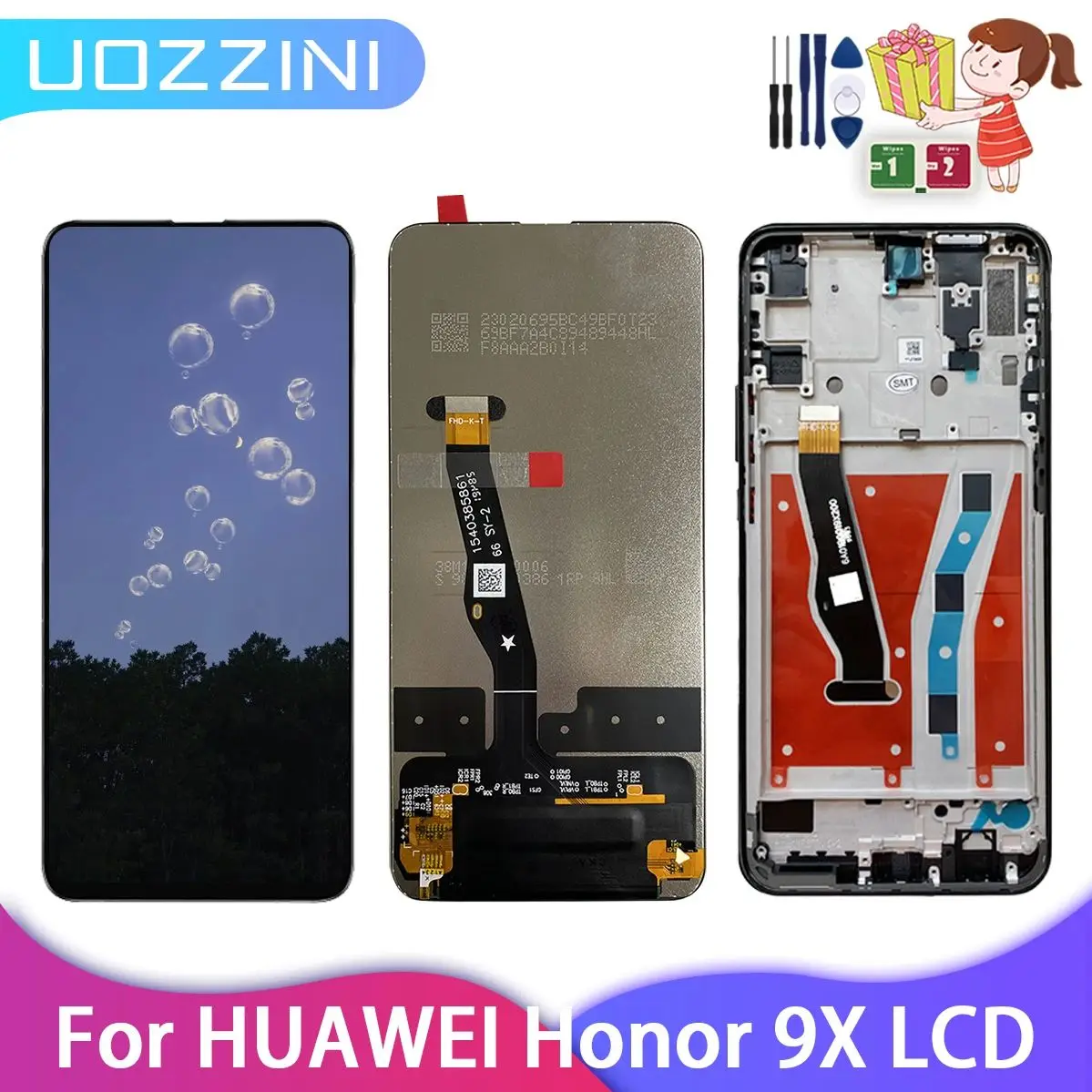 6,59-calowy wyświetlacz LCD do Huawei Honor 9X 9 X premium global edition STK-LX1 STK-L22 Wyświetlacz z ekranem dotykowym Digitizer bez ramki/z ramką