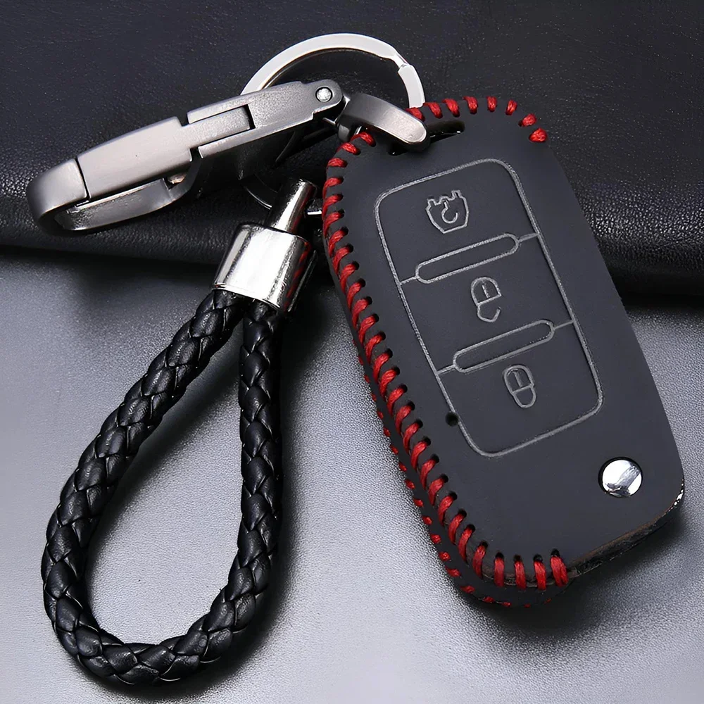 Car Keychain Men\'s Personalized Creative High-end Genuine Cowhide Keychain Ring Stainless Steel Metal Anti-lost Waist Hanging