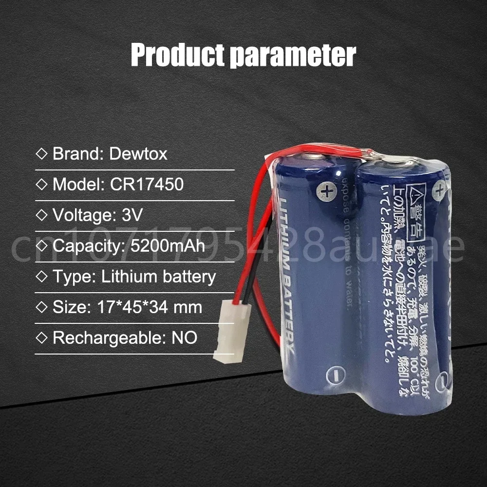 Bateria de lítio com plugue, bateria original, PLC, controle industrial, Li-ion, CR17450, 3V, 2600mAh, 2pcs