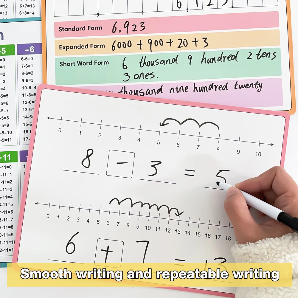 Double-Sided Dry Erase Addition & Subtraction Board, Montessori Mathematical Training Board for Kids Students Learn Place Value