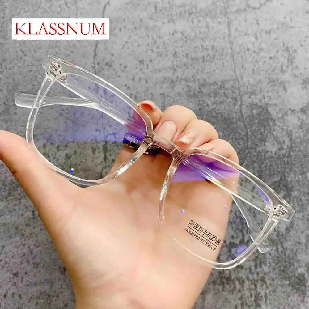 

KLASSNUM TR90 прозрачные квадратные компьютерные очки в оправе для женщин и мужчин с защитой от синего света, прямоугольные очки, блокирующие очки для очков