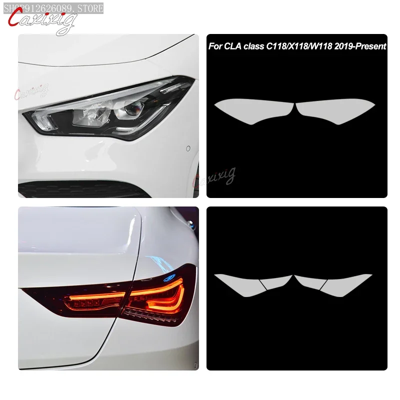 For Mercedes Benz CLA Class C117 X117 W117 C118 X118 Car Headlight Protective Film Taillight Smoked Black Tint TPU Sticker