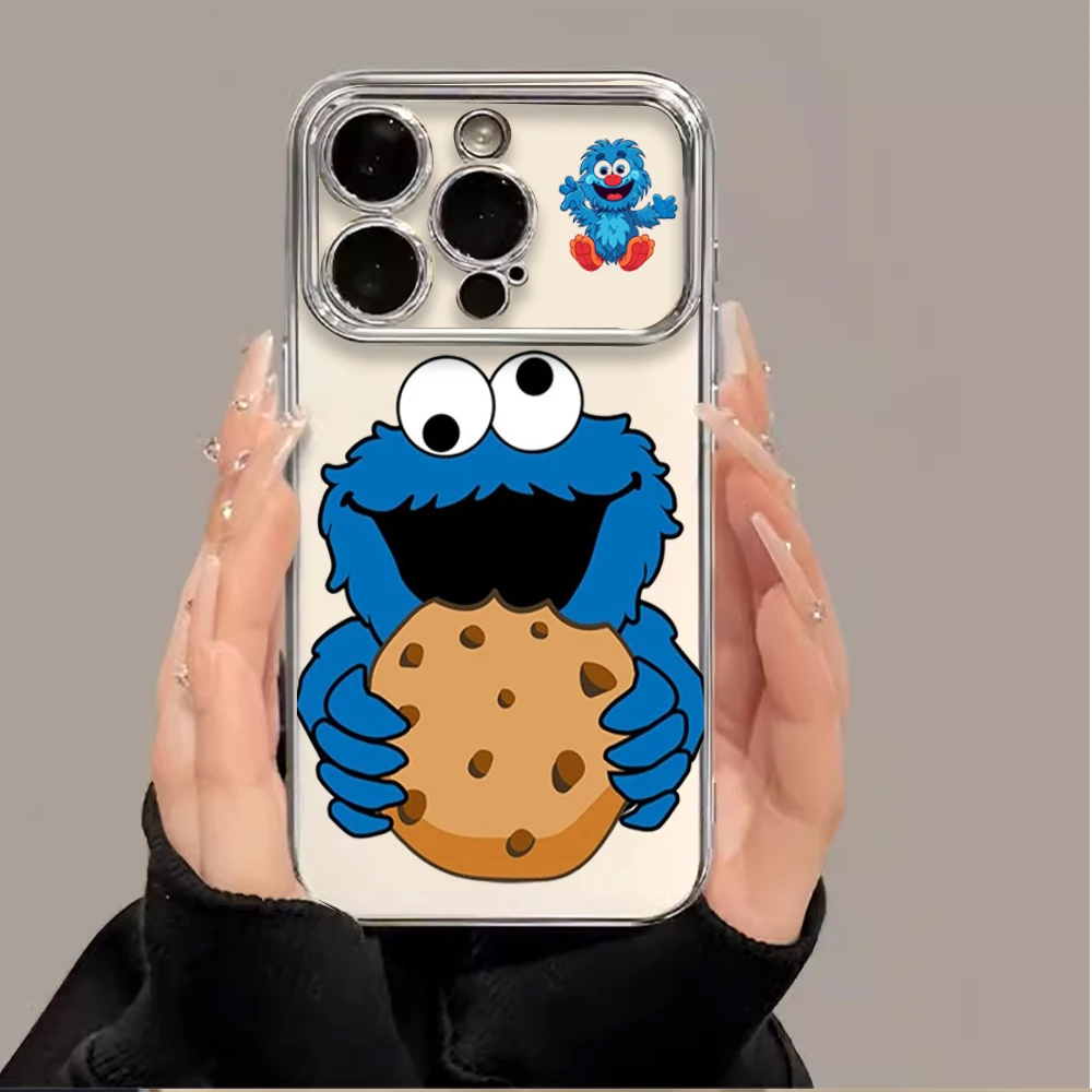 Funny s-Sesame Street Luxury Electroplated Large Window Phone Case For Samsung A22 A23 A32 A51 A20 4G 5G Shell