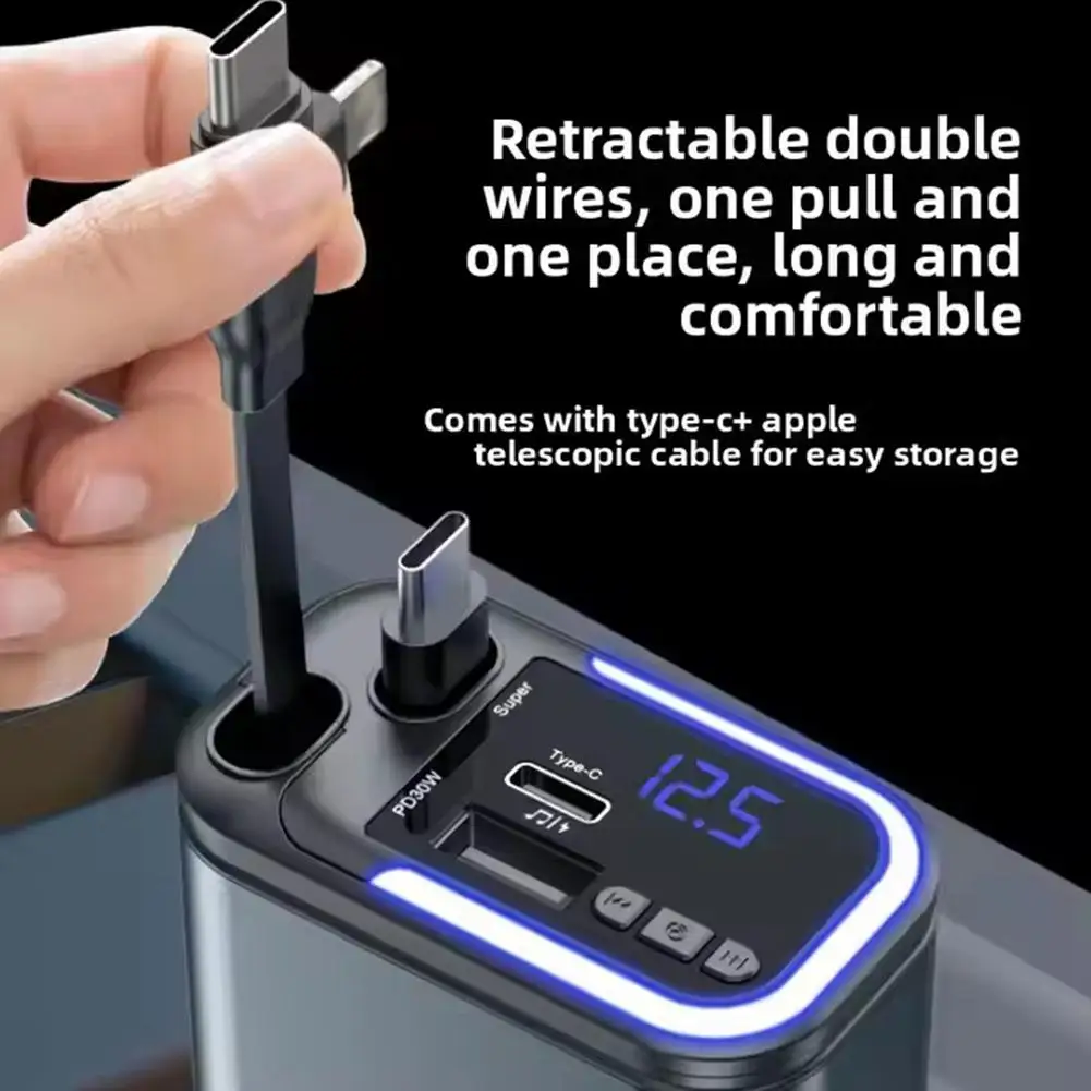 

5 в 1, сверхбыстрая зарядка Bluetooth, полностью совместимое автомобильное зарядное устройство, автомобильное зарядное устройство для телефона, телескопический кабель для Iphone 15/16