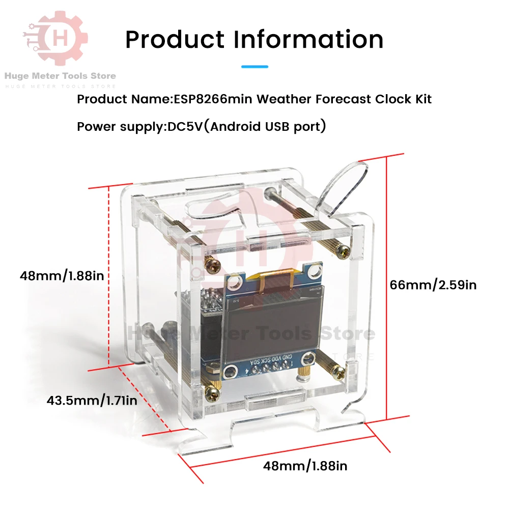 ESP8266 DIY Electronic Kit Mini Weather Forecast Clock Kit 0.96 Inch WIFI Networked Display With Case DIY Welding Loose Part