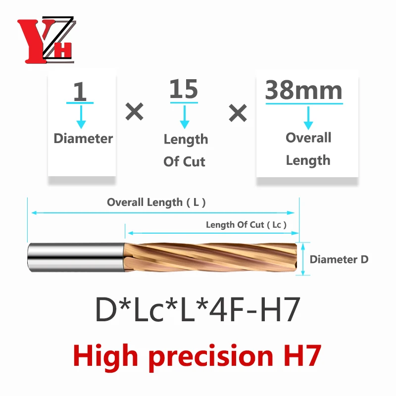 Imagem -03 - Yzh Carbide Máquina Alargador Hrc60 Mm10 mm Revestido Espiral Sulco 3f 4f 6f Tolerância h7 Furo Interno Harened Aço Metal Cortador Cnc