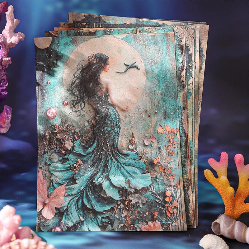30 Stück Meerjungfrau-Tagebuch-Serie, Scrapbooking-Papiermaterial, perfekt für Collage, Journaling, DIY-Bastelbedarf
