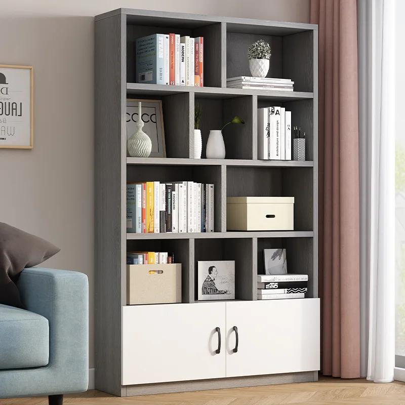 

Bookshelf Floor-to-ceiling household small apartment Children's bookcase Lattice cabinet Wall solid wood bookcase Office storage