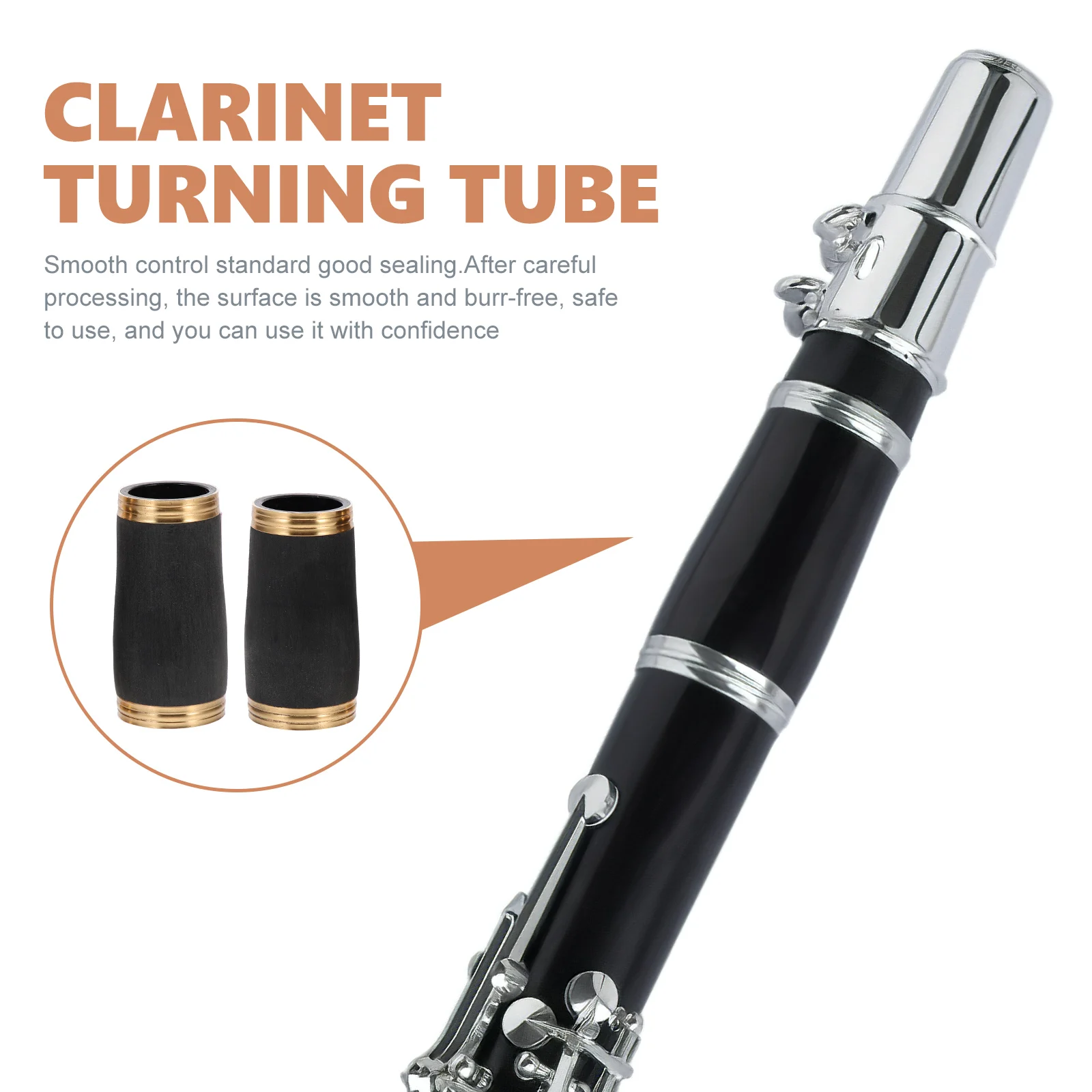 

1 Pair Clarinet Tuning Tube Section Replace Parts Compact Lightweight Durable Sturdy Bright Color Smooth Surface Practical Pitch