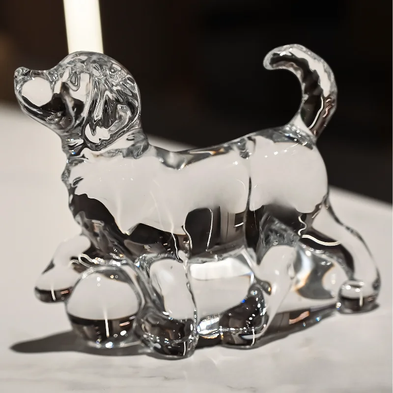 Crystal glass Nordic light luxury animal ornament gift puppy desktop ornament gift