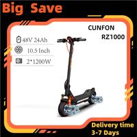 CUNFON RZ1000 Adult Electric Scooter 1200W*2 Motor 48V24AH Battery City EScooter 10.5 Inch Tire E-Scooter
