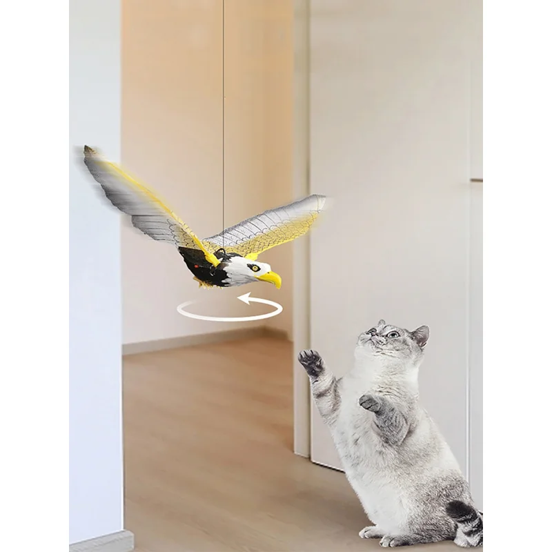 Hängendes elektrisches Papageien-Katzenspielzeug, interaktiver fliegender Vogel, Katzenspielzeug mit flatternden Flügeln, batteriebetriebenes Haustierspielzeug (Batterie nicht enthalten)