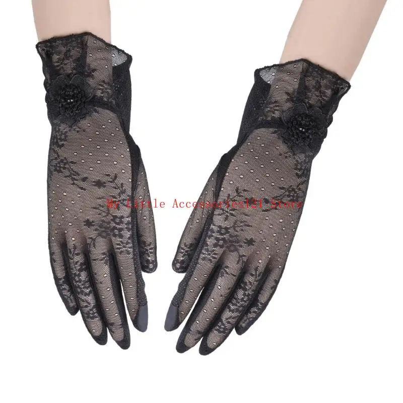 

Эластичные перчатки с цветочным декором, эластичные сетчатые перчатки длиной до запястья, пляжные принадлежности