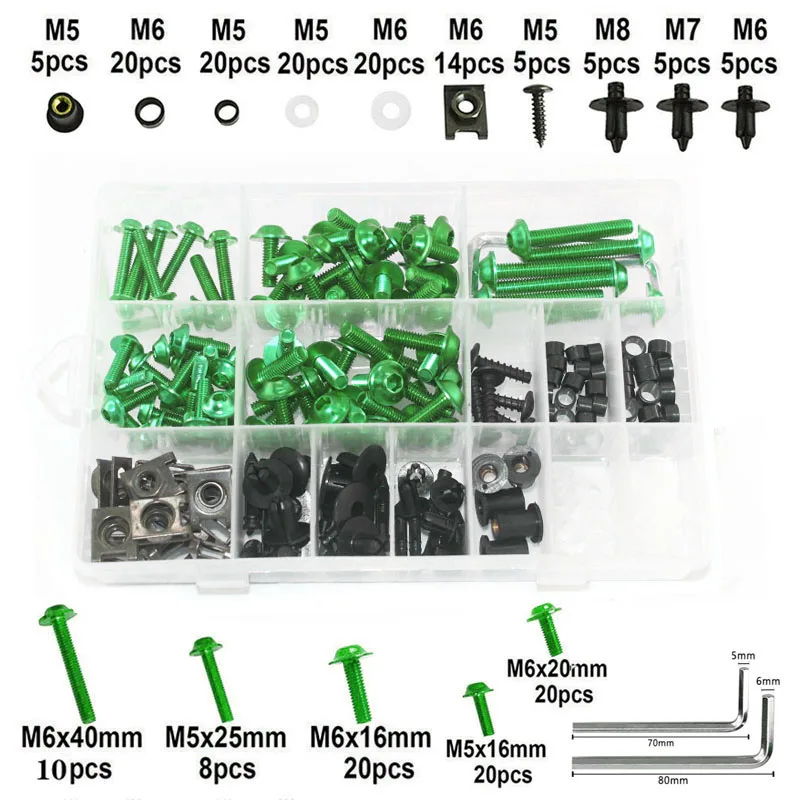 172PCS Motorcycle Complete Fairing Bolts Kit Screws Nut For Kawasaki VERSYS 650 NINJA 300 400 650 ZX6R VULCAN S 650 ZX10R KLX250