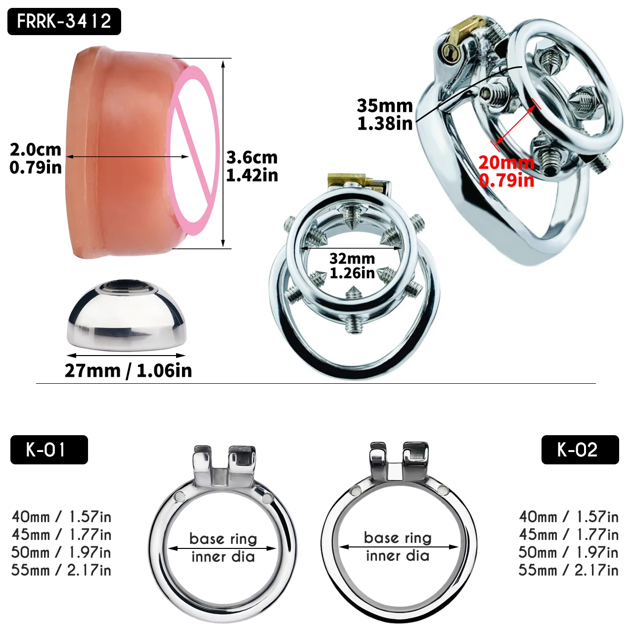 FRRK المثيرة ذكر العفة قفص مع سيليكون البظر مجرى البول ، Sexi Shoop للرجل الوثن فراشة الديكور إرفاق قفص الديك #4