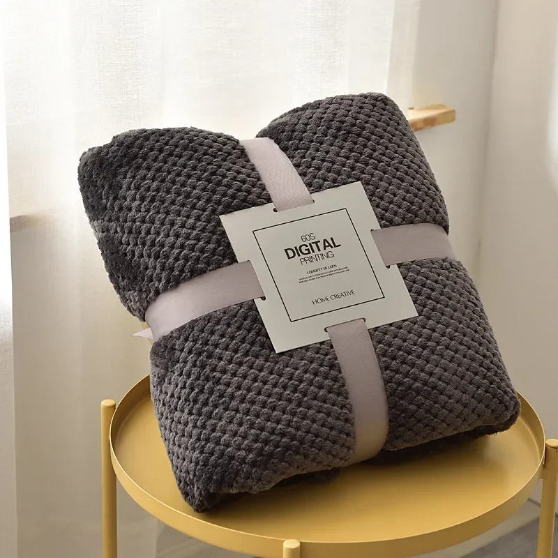 6 Sizes Soft Flannel Throw Blanket Bed Cover Winter Warm Stitch Fluffy Bedspread for Sofa Bedroom King/Queen Size
