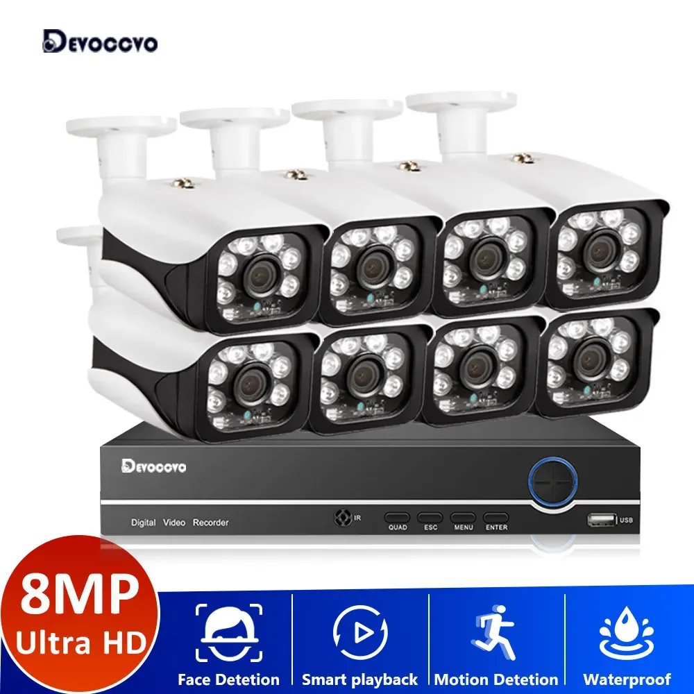 4K H.265 كشف الوجه AHD DVR Kit 8CH نظام الدائرة التلفزيونية المغلقة 8MP Ultra HD داخلي في الهواء الطلق كاميرا مصغرة مجموعة مراقبة أمن الفيديو #1