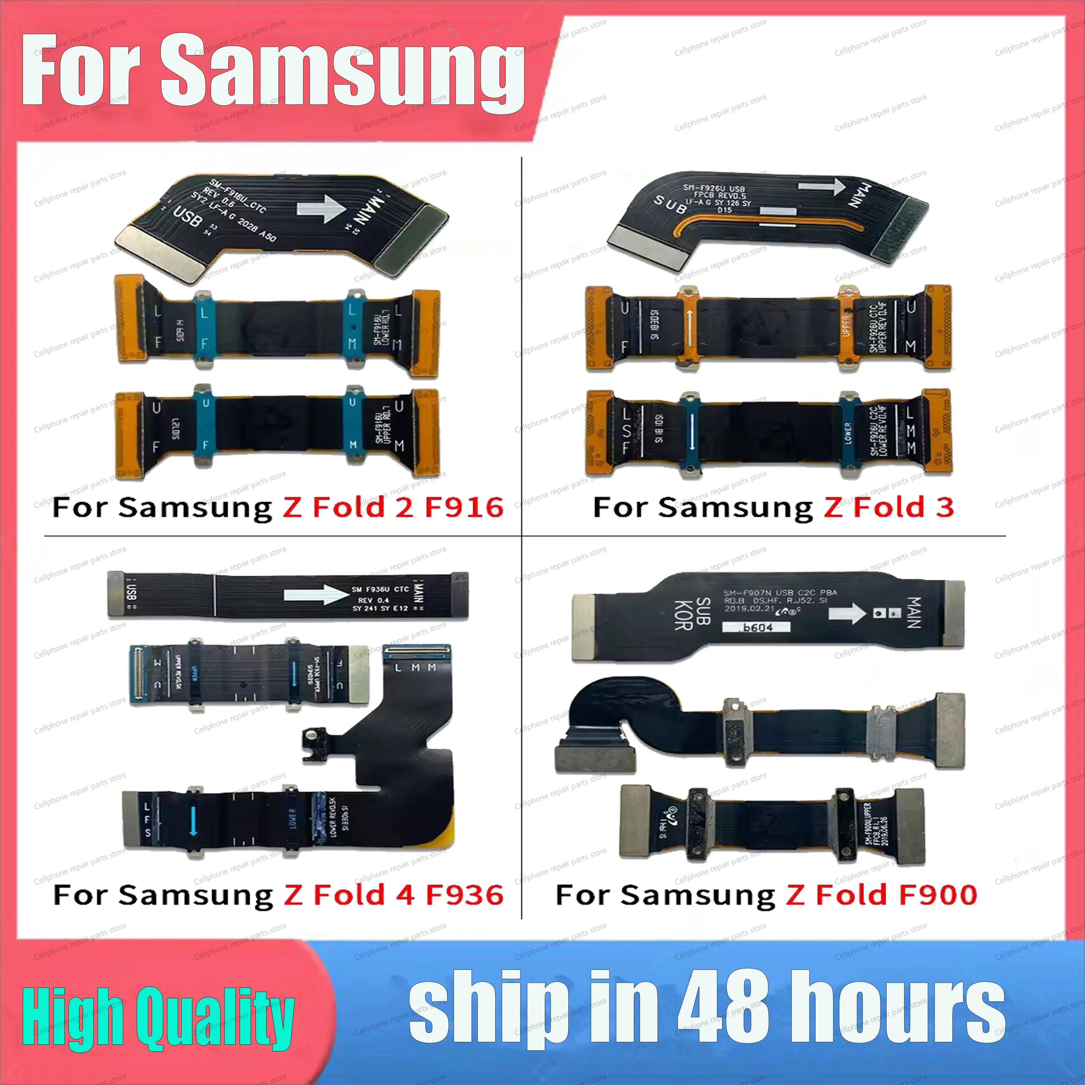 LCD Connection Flex Cable For Samsung Z Fold 2 3 4 5 F916 F936 F946 F900 Rotating Spindle Shaft Spin Axis Hinge Flex