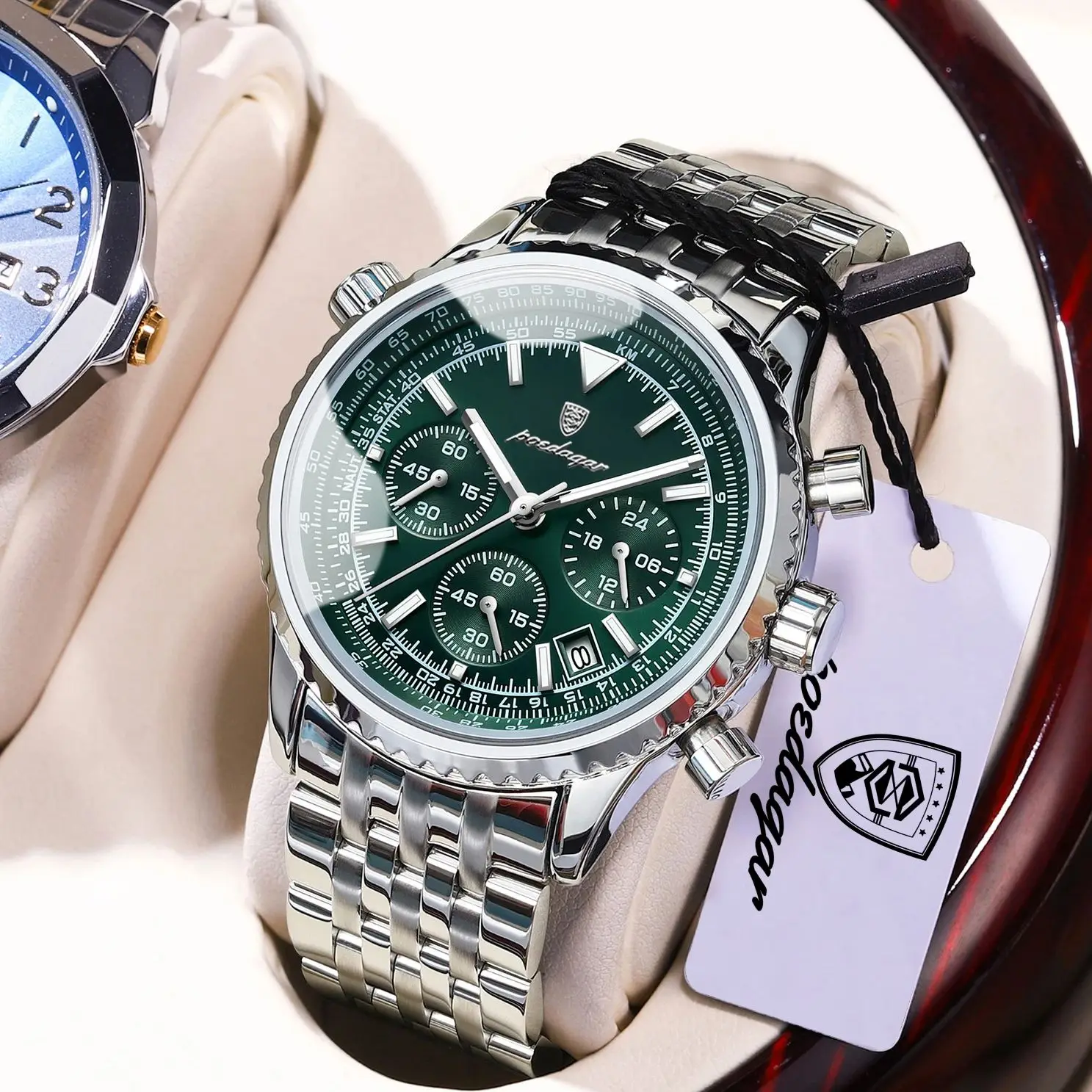 POEDAGAR Casual Man Clock Chronograph Date Waterproof Luminous Quartz Men's Watches Stainless Steel Fashion Men Wristwatch Reloj