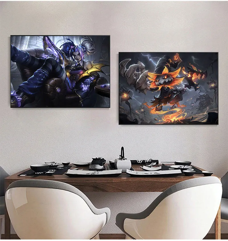 League Of Legends Nightmare in the Demon Realm Posters MOBA Competition Game LOL Skins Canvas Painting Room Home Decor Gifts