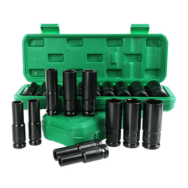 Imagem -02 - Pneumático Soquete Chave Cabeça Tire Ferramentas de Remoção Drive Deep Impact Socket Grupo Reparo Métrico em em 10 Pcs