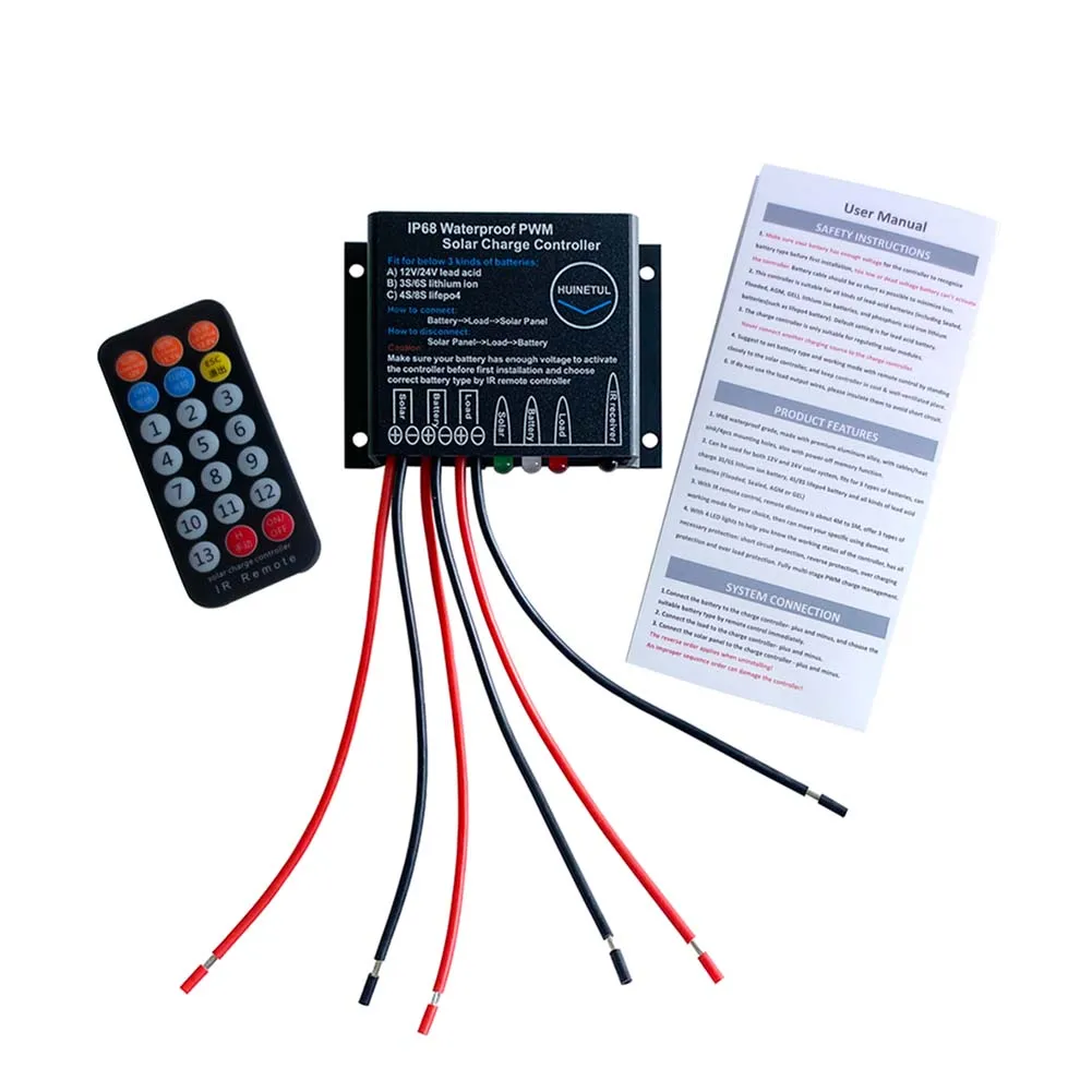 Imagem -06 - Impermeável Pwm Solar Regulador com Controle Remoto para Tipos de Bateria 10a 20a 12v 24v