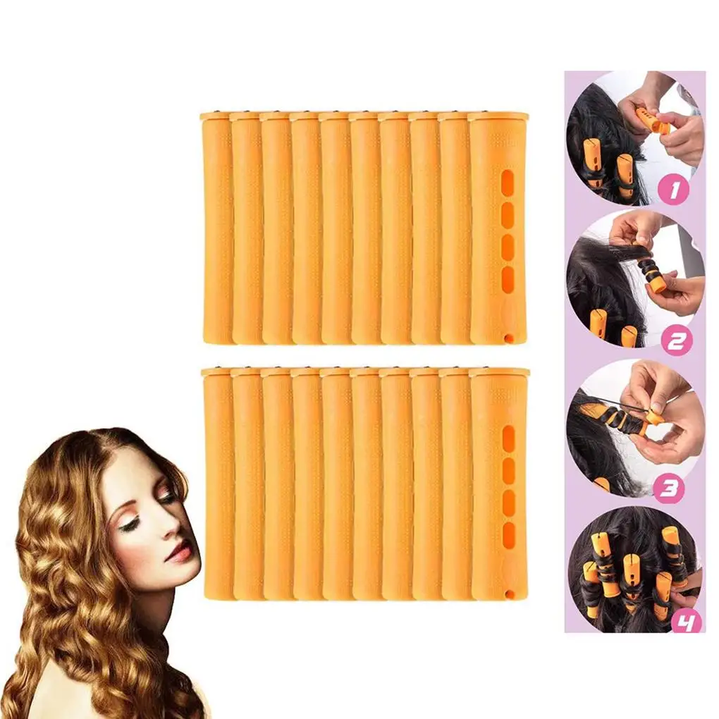 20 Pieces Woman Long Short Hair Curler Rods Multi-Sizes Anti-Skid Rollers Barber Hairdressing Curling Tool for