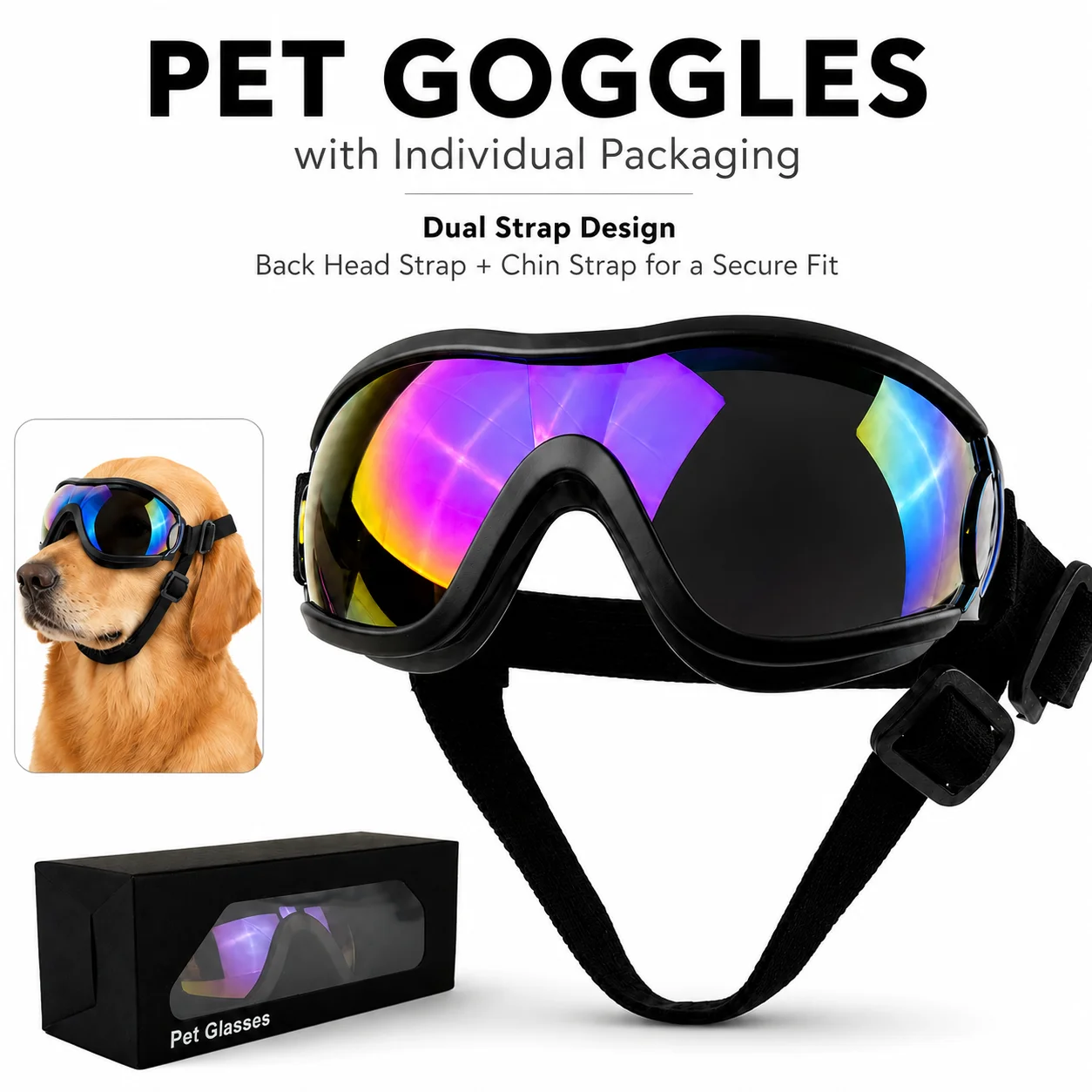 Sunglass Retainer Cord - Bireysel Paketlemeli Köpek Gözlükleri, Küçük, Orta