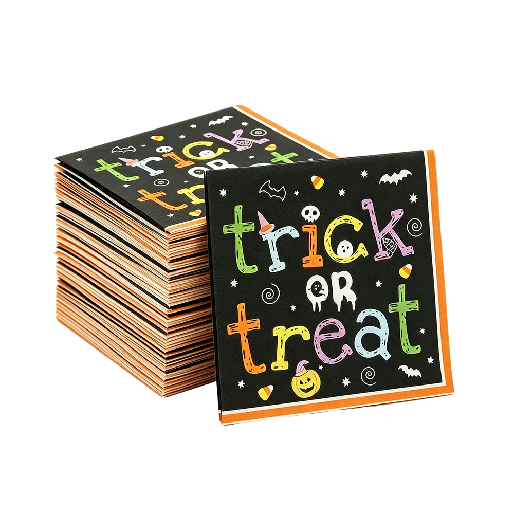 Halloween Disposable Paper Napkins Pumpkin Ghost Bat Skeleton Print Napkin Trick Or Treat Design Halloween Party Table Decor - view 4