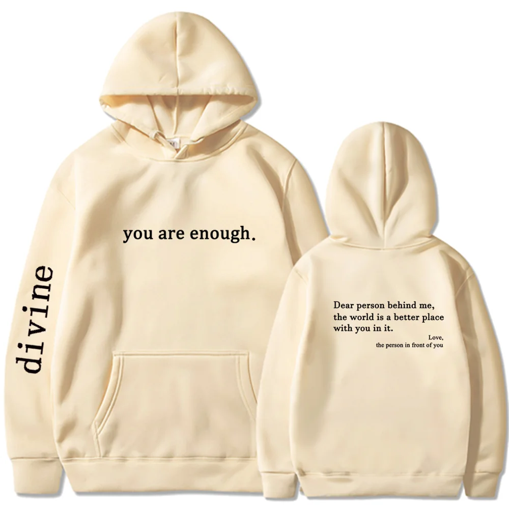 You are enough Hoodie Mental Health Awareness Pullover Vintage Aesthetic Hoodie with Words on Back Unisex Trendy Women Hoodies