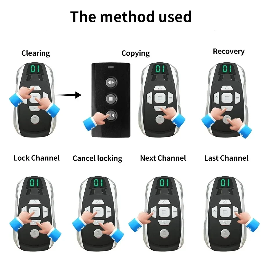 20-Channel Rechargeable Key Duplicator for Universal Garage Door Remote Control Gate Controller Clone Multi-frequency 300-915Mhz