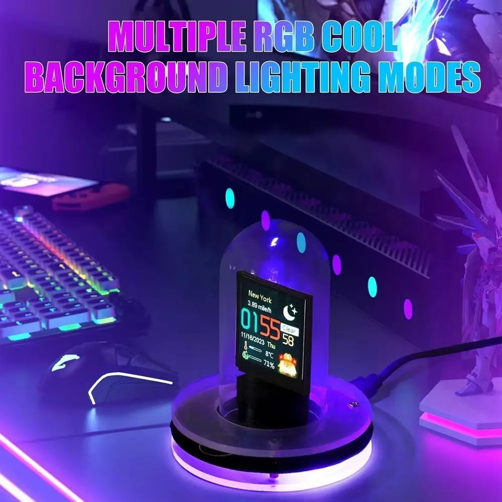 Bitcoin Price Tracker Smart WIFI Nixie Tube Clock Colorful Light with Hemperature Humidity Weather Station Digital Clock