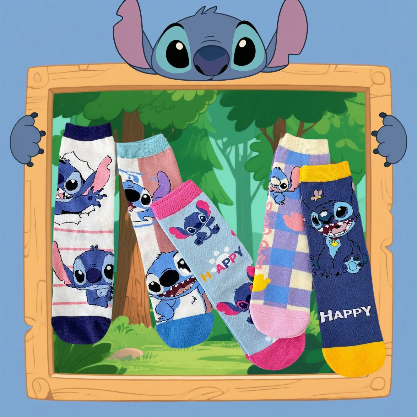 

1/5 Pairs Cartoon Character Animated Mid-Calf Socks Unisex