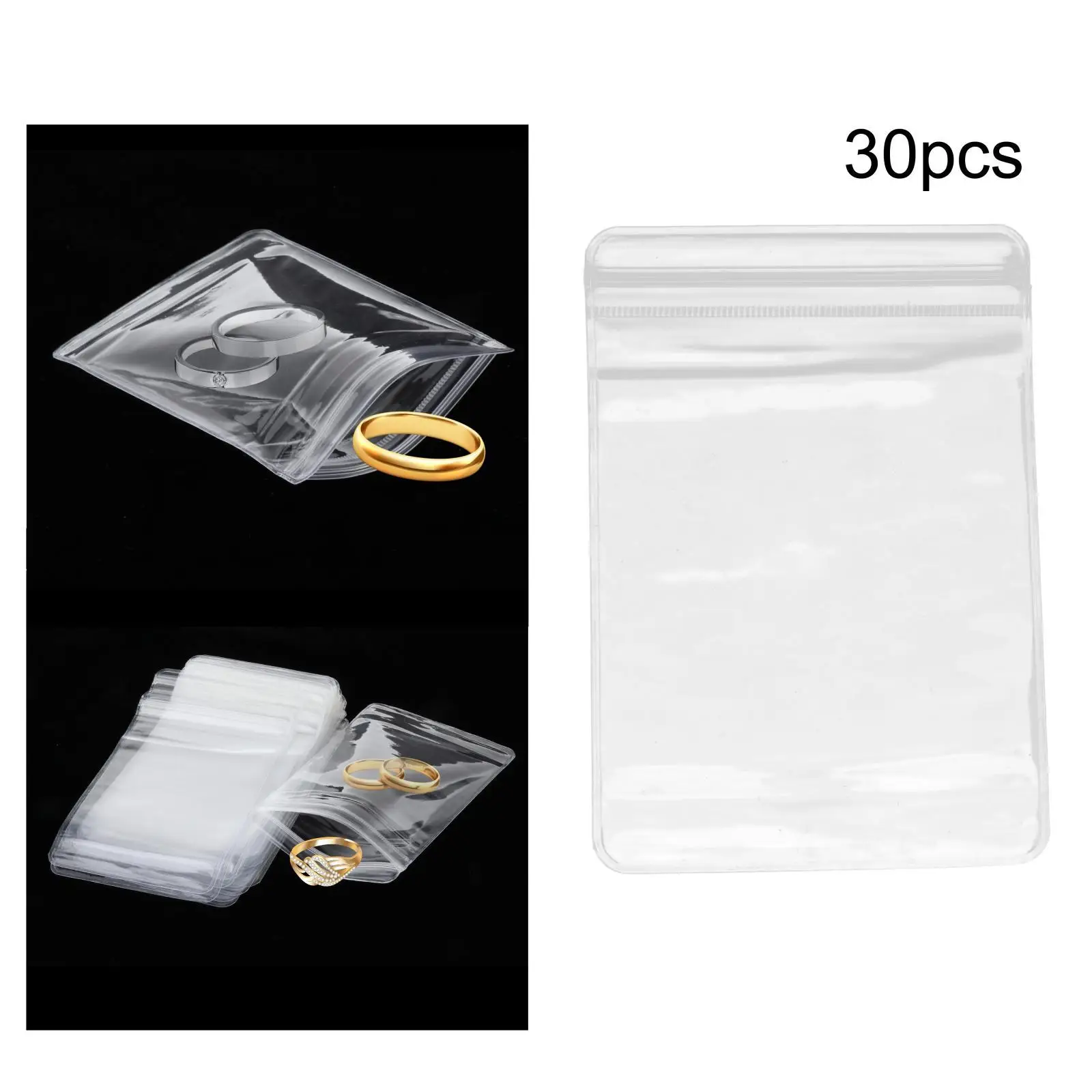 30Pcs Jewelry Storage Bags Transparent Packing Pouch for Holding Jewelry Beads Crafts