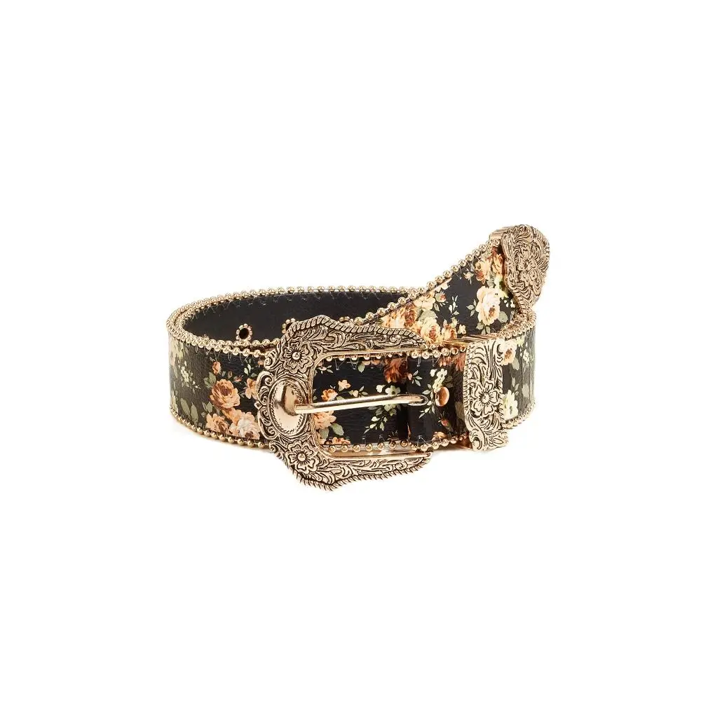 Bohemian-Style Blumen-Jeansgürtel mit Perlenbesatz Retro-Blumengürtel Vintage Hip-Hop Geschnitzter Metall-Schnallengürtel – Detail 4