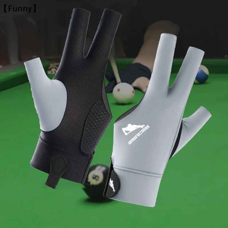 〔Funny〕Billiards Glove Left Right Hand 3 Finger Exposed Billiard Glove Non Slip Stickers Elasticity Billiard Training Gloves