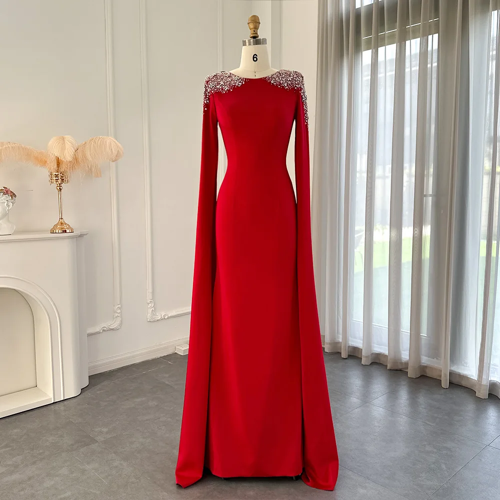 Sharon Said Elegantes Weißes Meerjungfrauenkleid Dubai Abendkleid Damen Hochzeitsfeier Umhangärmel Muslimische Formelle Kleider SF280 Maßanfertigung – Detail 12