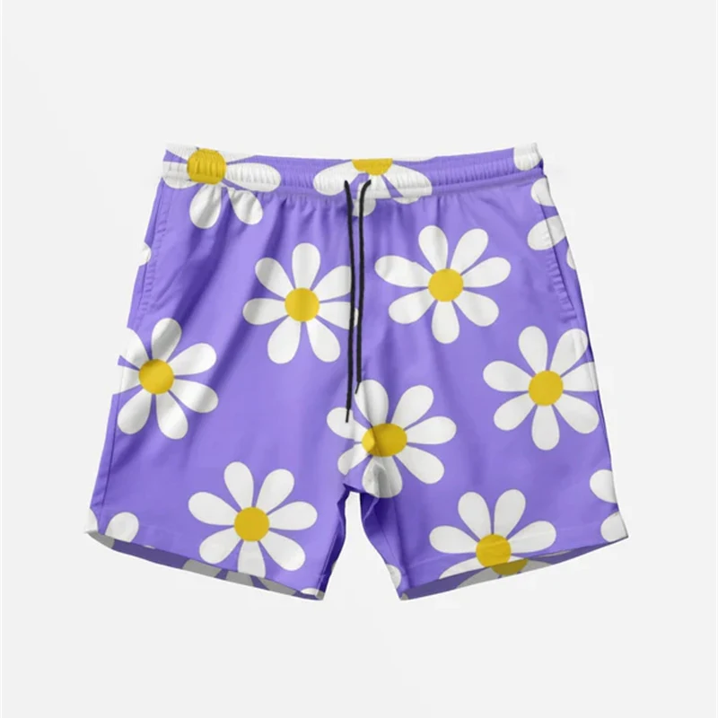 Daisy Flower Graphic Beach Shorts For Men Casual Daily Street Fashion Short Pants 2025 Summer Fashion Funny Colorful Flowers