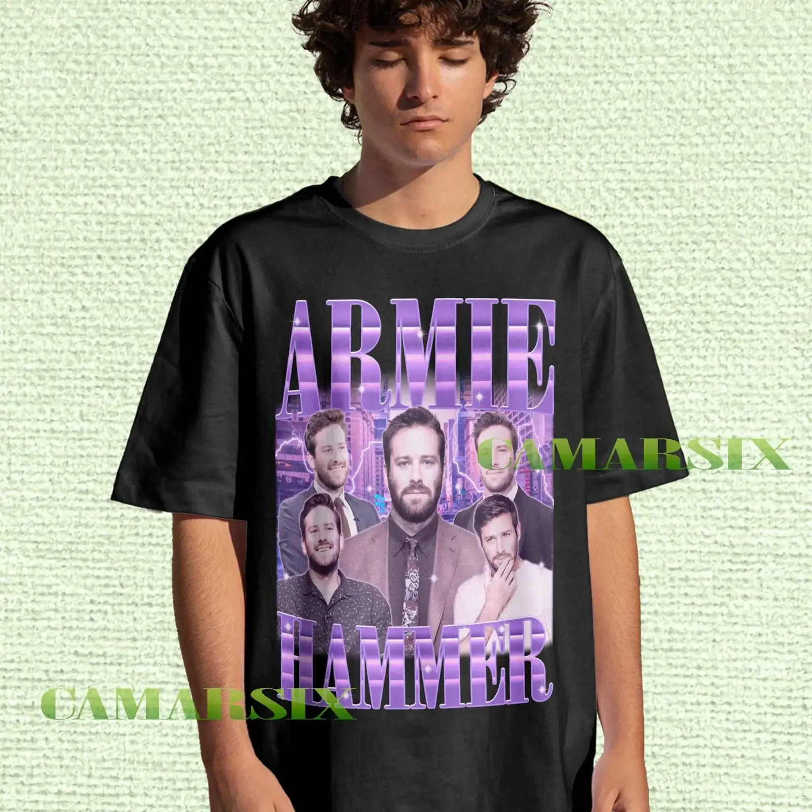 Vintage 90er Armie Hammer Hommage T-Shirt Retro Schauspieler Bootleg Fans Merch Vintage Washed Streetwear Top für den Alltag Casual