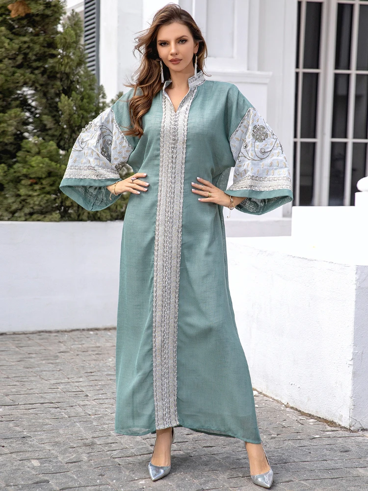 Eid Muslim Party Dress for Women Jalabiya Abaya Ramadan Long Dresses Abayas Woman Embroidery Kimono Robe Caftan Vestidos 2024