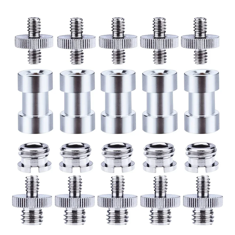 5 Pieces 1/4 Inch & 3/8 Inch Converter Threaded Screws Adapter Mount Set for Camera/ Tripod/ Monopod/ Ballhead