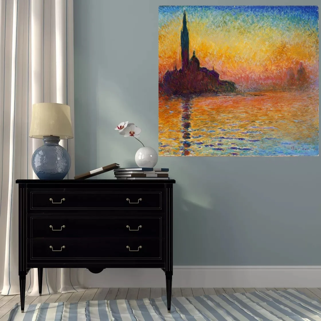 Impressionism Oil Paintings Copy on Canvas San Giorgio Maggiore at Dusk by Claude Monet Cityscape Wall Picture Arts Handpainted