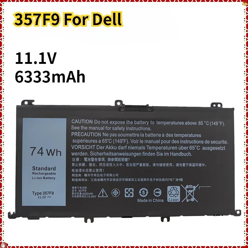 11.4V 74Wh NEW 357F9 Battery For DELL Inspiron 15 Gaming 5576 5577 7566 7567 7000 7557 7559 P65F P57F P65F001 P57F001 Laptop