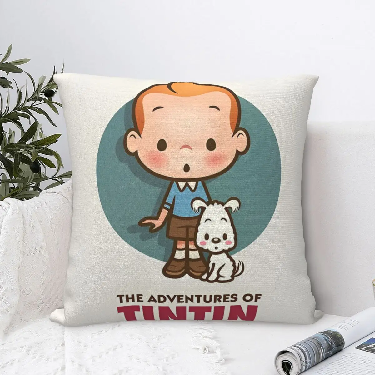 Decorative Pillow Covers Tintins And Snowy Cartoon Merch Sofa Throw Pillow Case Cover Zippered Multi Size Wholesale