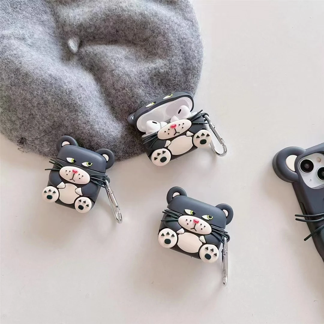 Cartoon Cute Lucifer the cat  Silicone Earphone Case For Airpods 3 2 1 Pro  Wireless Headphones Cover Soft Cases funda