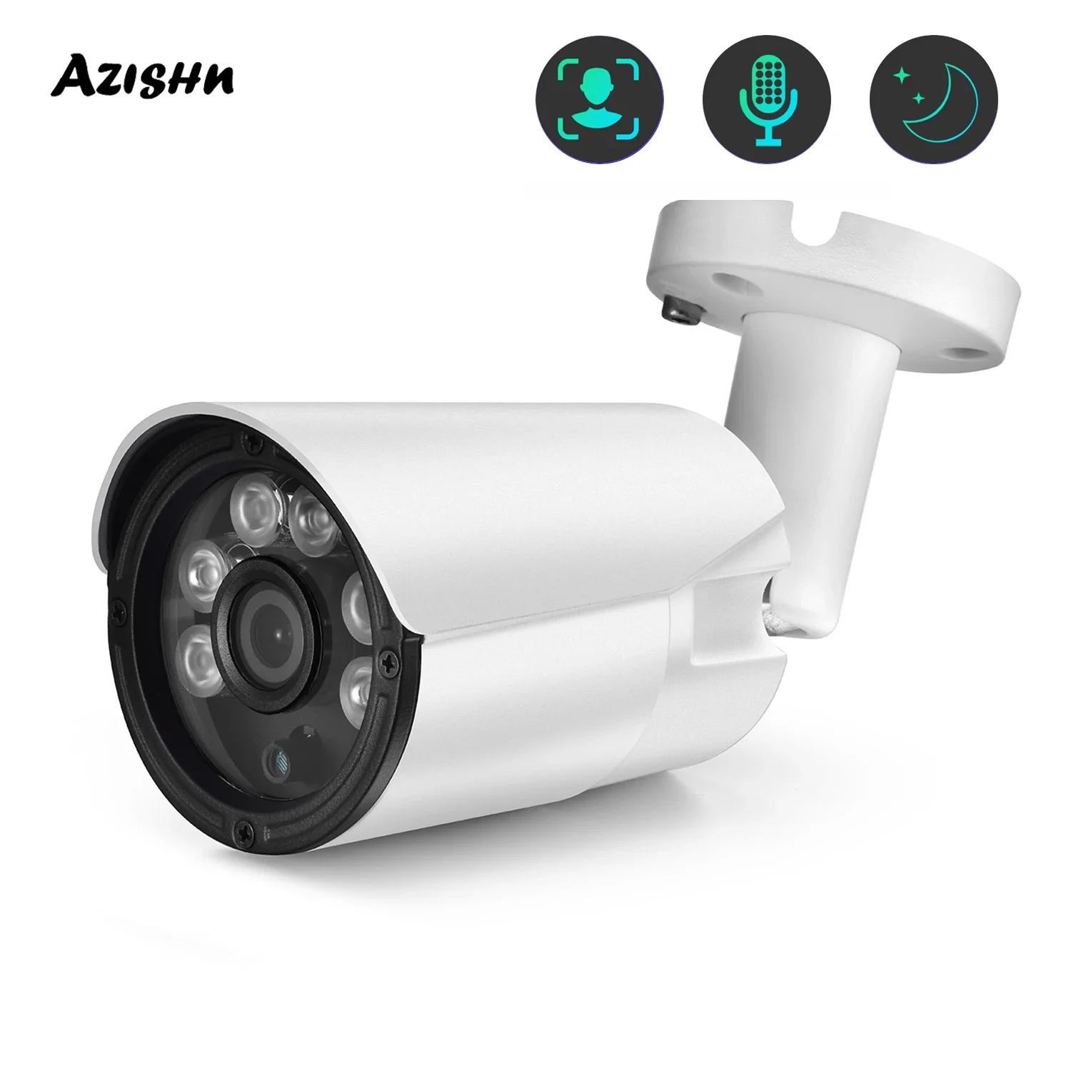 8MP 5MP AZISHN H265 HD 4K IP Camera Face Detection Outdoor Waterproof Bullet CCTV for POE NVR System Security Protection Camera