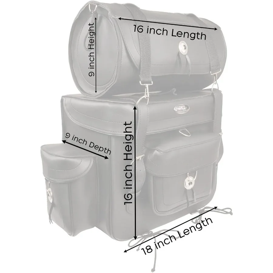 Large Black Motorcycle PVC 2Piece Touring Sissy Bar Bag for LongDistance Riding and Adventure Travel Durable Waterproof Design