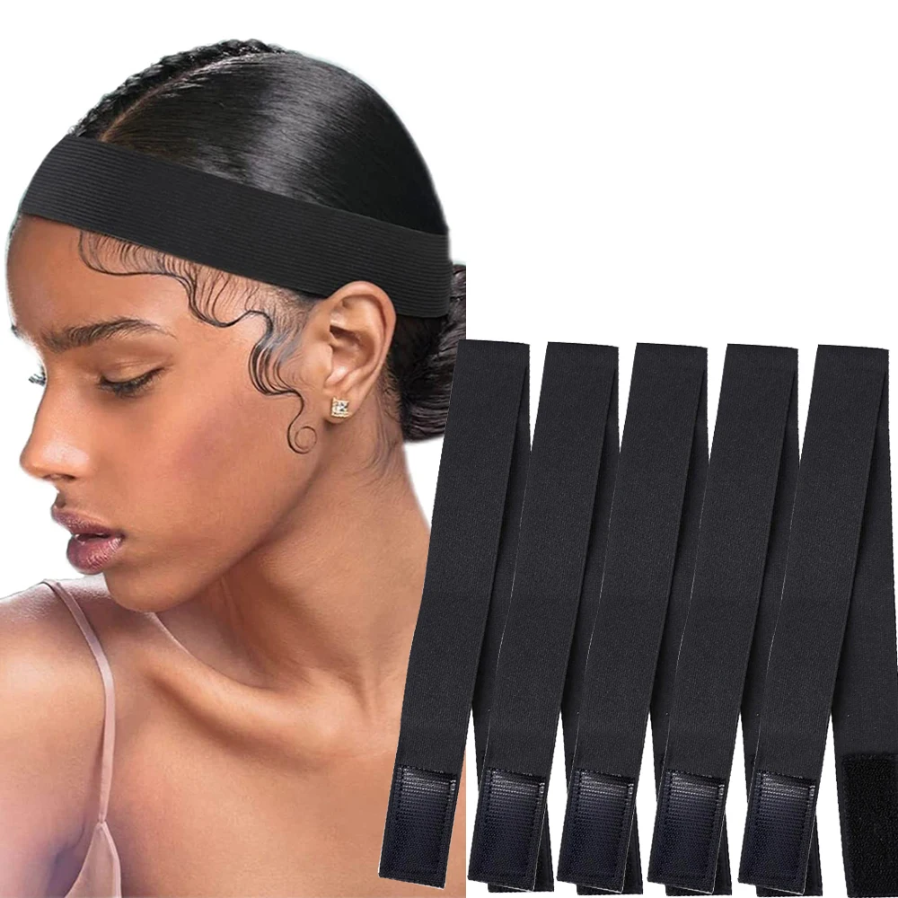 5pcs Elastic Bands for Wig, Adjustable Lace Front Wig Edge Melting Bands for Women, No Slip Magic Buckle Multicolor Christmas Gi
