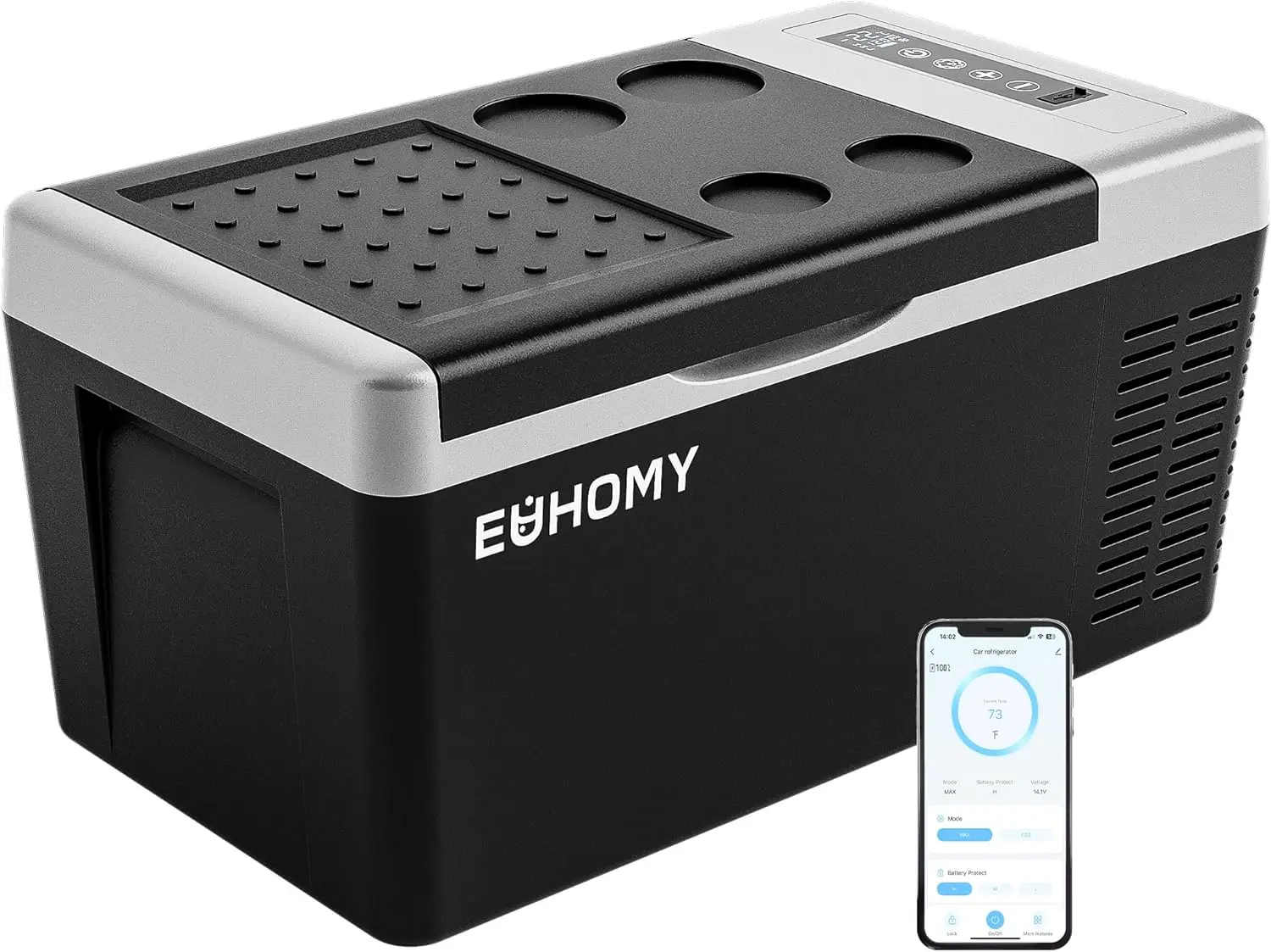 EUHOMY 12 Volt Refrigerator, 19QT(18L) Compressor Electric Cooler APP Control, Car Fridge -4℉~68℉, Portable Refrigerator 12/24V